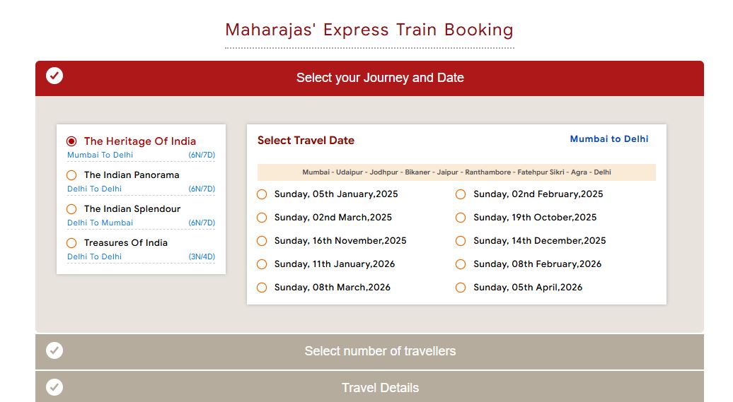 Maharajas Express Online Booking And Reservation